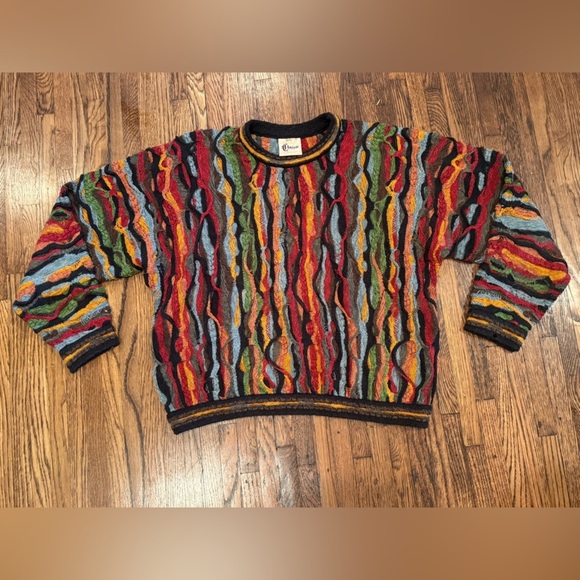 COOGI Classic Men’s Sweater in Vibrant Multicolor Pattern Grandpa 90s Size Large - Picture 6 of 10